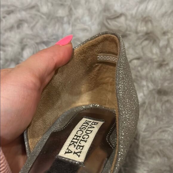 Badgley Mischka D’ Orsay Silver Embellished Heels - Picture 11 of 12